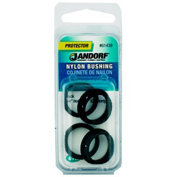 Jandorf 61439 Conduit Bushing, Nylon, Black, 5/8 in Dia Panel Hole, 0.406 in Thick Panel