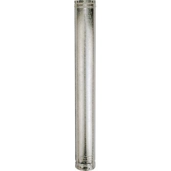 AmeriVent 6E4 Type B Gas Vent Pipe, 6 in OD, 4 ft L, Aluminum/Galvanized Steel