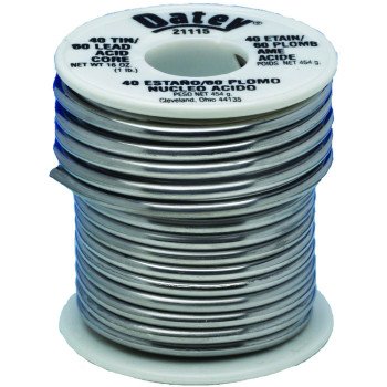 Oatey 21115 Acid Core Wire Solder, 1 lb, Solid, Silver, 360 to 460 deg F Melting Point