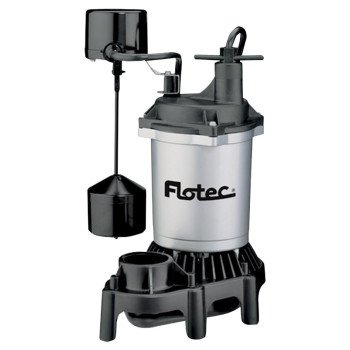 Flotec FPZS75V Sump Pump, 1-Phase, 15 A, 115 V, 3/4 hp, 1-1/2 in Outlet, 24 ft Max Head, 4700 gph, Thermoplastic