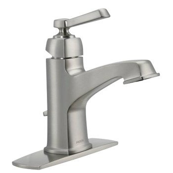 Moen Boardwalk Series WS84805SRN Bathroom Faucet, 1.2 gpm, 1-Faucet Handle, Metal, Brushed Nickel, Lever Handle