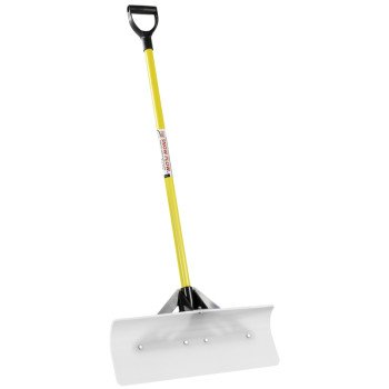 The Snowplow 50524 Snow Pusher, 24 in W Blade, UHMW Polyethylene Blade, Fiberglass Handle, D-Grip Handle, 43 in L Handle