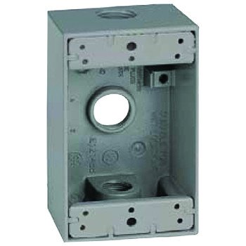 Orbit 1B50 1B50-3 Weatherproof Box, 2-3/4 in W, 2 in D, 4-1/2 in H, 1 -Knockout, Screw Mounting, NEMA 3R, Gray