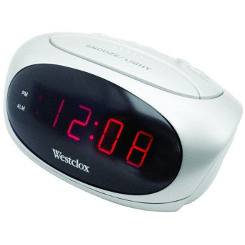 Westclox 70044B Alarm Clock, LED Display, White Case