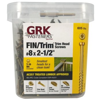 GRK Fasteners FIN/Trim 16730 Screw, #8 Thread, 2-1/2 in L, Trim Head, Star Drive, Steel, 605 PAIL