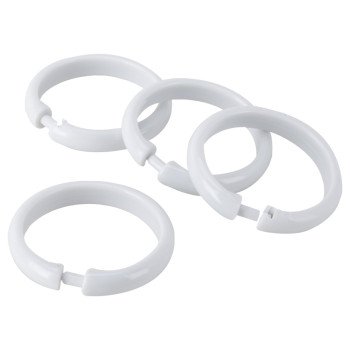 Simple Spaces SD-ORING-W3L Shower Curtain Ring, Plastic, white, 1 cm W, 2-3/8 in H