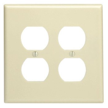 Leviton 86116 Receptacle Wallplate, 5-1/4 in L, 5.31 in W, Oversized, 2 -Gang, Plastic, Ivory, Surface Mounting