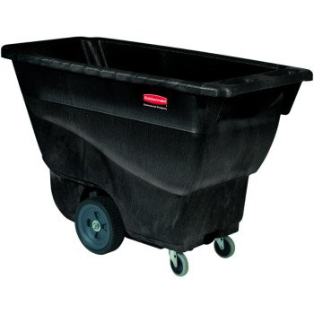 Rubbermaid FG9T1300BLA Utility Tilt Truck, 450 lb Load, 13.5 cu-ft, 4-Caster, Black, 57-3/8 in OAL, 26-7/8 in OAW