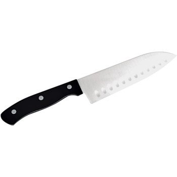 Chef Craft SELECT Series 21671 Santoku Knife, 6-1/2 in L Blade, Stainless Steel Blade, POM Handle, Black Handle