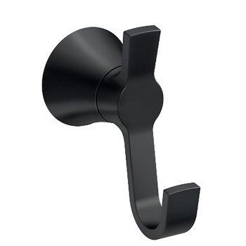 Moen Mikah Series Y0703BL Robe Hook, 1-Hook, Zinc, Matte Black, Wall Mounting