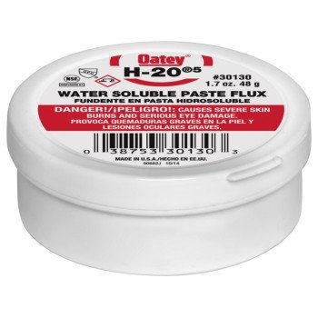 Oatey H-20 Series 30130 Water Soluble Flux, 1.7 oz, Paste, Light Yellow