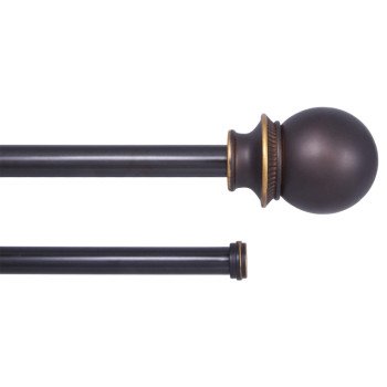 Kenney Fast Fit KN75216 Curtain Rod, 5/8 in Dia, 36 to 66 in L, Steel, Brown, Oil-Rubbed Bronze