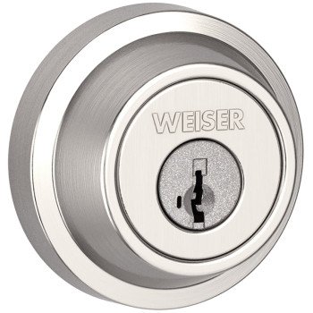 Weiser Elements Series 9GDC94710-073 Deadbolt, Grade 2 Grade, Keyed Key, Satin Nickel, 2-3/8, 2-3/4 in Backset