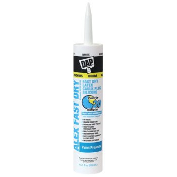 DAP FAST DRY 18425 Acrylic Latex Caulk, White, 24 hr Curing, 10.1 fl-oz, Cartridge