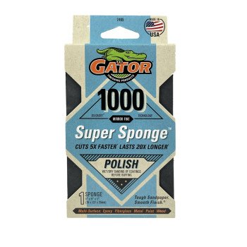 Gator 7465 Sanding Sponge, 5 in L, 3 in W, 1000 Grit, Mirror Fine, Silicon Carbide Abrasive