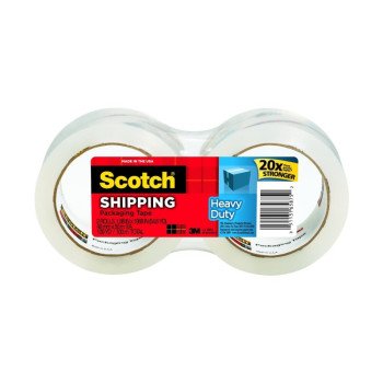 Scotch 3850-2 Packaging Tape, Hot Melt Adhesive, 54.6 yd L, Clear, 1.88 in W