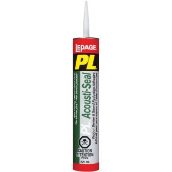 LePage PL 628822 Acousti-Seal Adhesive, Black, 41 to 95 deg F, 825 mL Cartridge