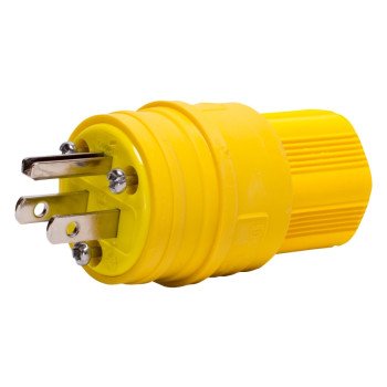 Eaton Cooper Wiring 14W47 Electrical Plug, 2 -Pole, 15 A, 125 V, IP66, NEMA: NEMA 5-15, Yellow