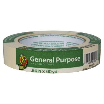 Duck 394693 Masking Tape, 60 yd L, 0.94 in W, Beige