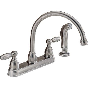 Delta Peerless Claymore Series P299575LF-SS Kitchen Faucet, 1.8 gpm, 2-Faucet Handle, Stainless Steel, Deck