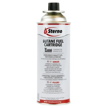 Sterno 50190 Butane Fuel Cartridge with TSV, 8 oz Can, 4 hr Burn Time