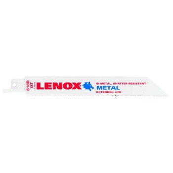 Lenox 20566618R Reciprocating Saw Blade, Applicable Materials: Ferrous/Non-Ferrous Metal, 3/4 in W, 6 in L