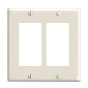 Leviton 80409-T Wallplate, 4-1/2 in L, 4.56 in W, 2-Gang, Thermoset Plastic, Light Almond, Smooth