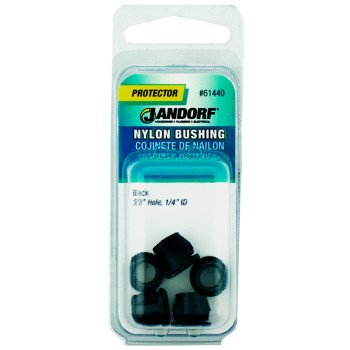 Jandorf 61440 Conduit Bushing, Nylon, Black, 1/4 in Dia Panel Hole, 0.406 in Thick Panel