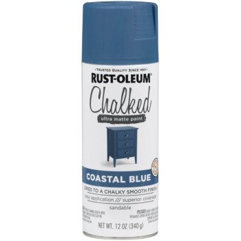 Rust-Oleum 302598 Chalk Spray Paint, Ultra Matte, Coastal Blue, 12 oz, Can