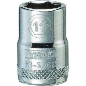 DEWALT DWMT86306OSP Hand Socket, 11 mm Socket, 3/8 in Drive, 6-Point, Vanadium Steel, Polished Chrome