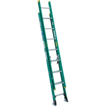 Werner D5916-2 Extension Ladder, 16 ft H Reach, 225 lb, Fiberglass