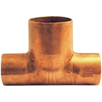 Elkhart Products 111BH Series 32704 Bullhead Pipe Tee, 1/2 x 1/2 x 3/4 in, Sweat, Copper