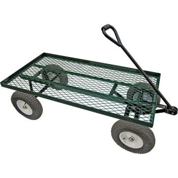 Landscapers Select YTL22115 Garden Cart, 1200 lb, Steel Deck, 4-Wheel, 13 in Wheel, Pneumatic Wheel, Green