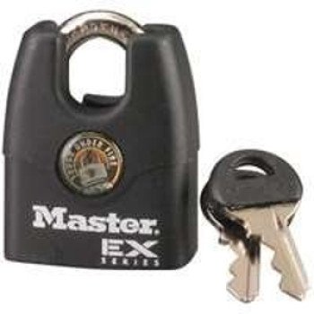 Master Lock EX Series 3DEX 11/2IN Padlock, Different Key, Shrouded Shackle, 9/32 in Dia Shackle, Steel Shackle