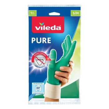 Vileda 137550 Gloves, S/M, Cotton/Nitrile, Blue