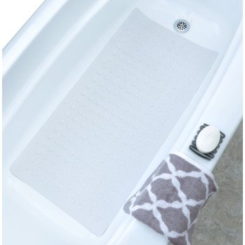 SlipX Solutions 06601 Safety Bath Mat with Microba, 36 in L, 18 in W, Rubber Mat Surface, White