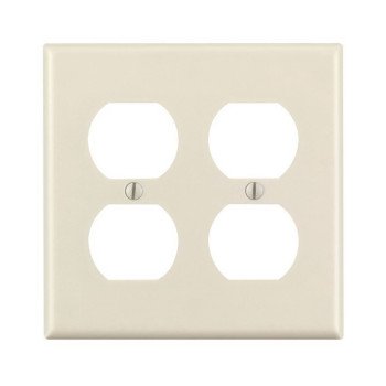 Leviton 78016 Receptacle Wallplate, 4-1/2 in L, 4-9/16 in W, 2 -Gang, Thermoset, Light Almond, Smooth