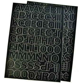 Hy-Ko 30033 Die-Cut Number and Letter Set, 1 in H Character, Black Character, Black Background, Vinyl