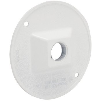 Hubbell 5193-6 Cluster Cover, 4-1/8 in Dia, 4-1/8 in W, Round, Metal, White, Powder-Coated