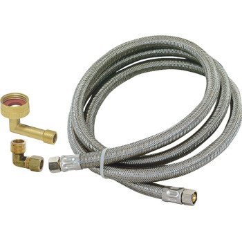 Ez-Flo 41045 Braided Dishwasher Connector Hose, 3/8 in Inlet, Compression Inlet, 3/8 in Outlet, Compression Outlet