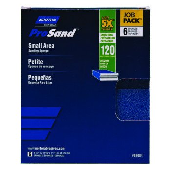 Norton ProSand 82084 Sanding Sponge, 4-1/2 in L, 2-11/16 in W, 120 Grit, Medium, Aluminum Oxide Abrasive