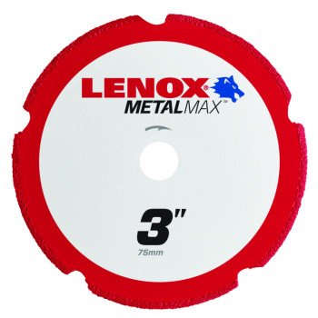 Lenox MetalMax 1972918 Cut-Off Wheel, 3 in Dia, 3/64 in Thick, 3/8 in Arbor, 40, 50 Grit, Diamond Abrasive