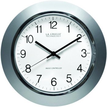 Equity WT-3144S Clock, 14 in Dia, Round, Silver Frame, Plastic Clock Face, Analog