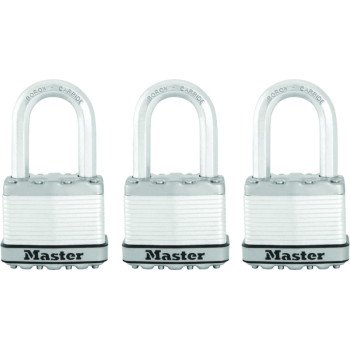 Master Lock Magnum Series M5XTRILF Padlock, Keyed Alike Key, 3/8 in Dia Shackle, 1-1/2 in H Shackle, Zinc, 2 in W Body