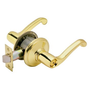 Schlage F Series F40V FLA 605 Privacy Lever, Mechanical Lock, Bright Brass, Metal, Residential, 2 Grade