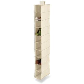 Honey-Can-Do SFT-01254 Closet Organizer, 12 in W, 54 in H, 10-Shelf, Canvas, Beige