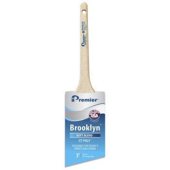 Premier Brooklyn 17283 Paint Brush, 3 in W, Thin Angle Sash Brush, 3 in L Bristle, Polyester Bristle