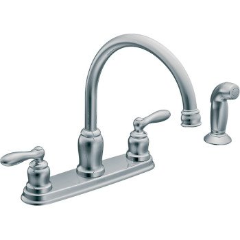 Moen Caldwell Series CA87888 Kitchen Faucet, 1.5 gpm, 2-Faucet Handle, Stainless Steel, Chrome Plated, Deck Mounting