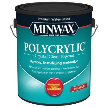 Minwax Polycrylic 15555000 Waterbased Polyurethane, Gloss, Liquid, Crystal Clear, 1 gal, Can