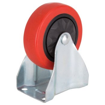 ProSource JC-381-G Rigid Caster, 4 in Dia Wheel, 30 mm W Wheel, PU Wheel, Red, 220 lb, Steel Housing Material